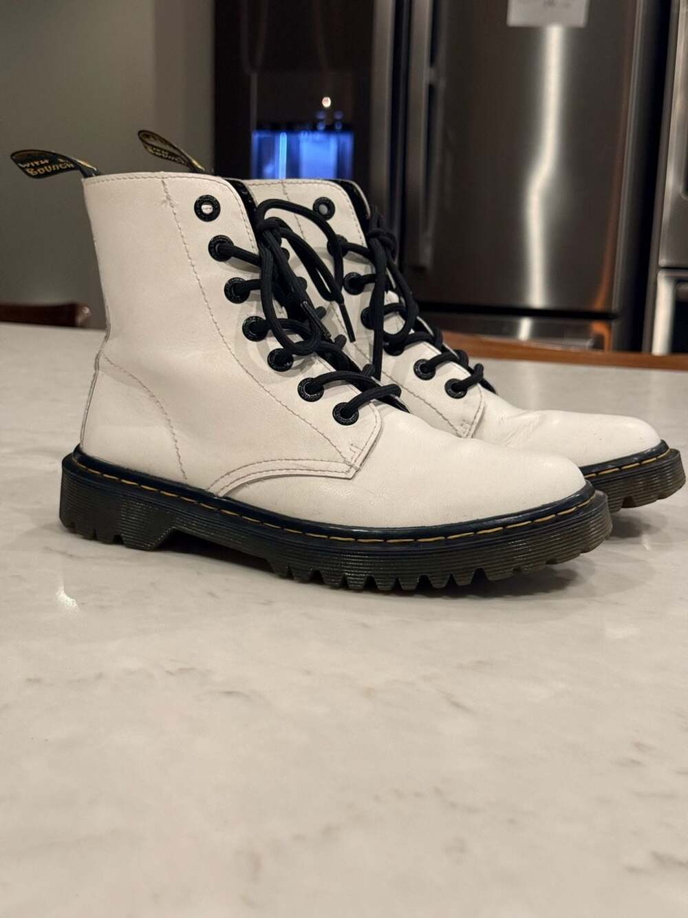 Dr. Martens Luana White Leather 7-Eye Boots Women's 7 US